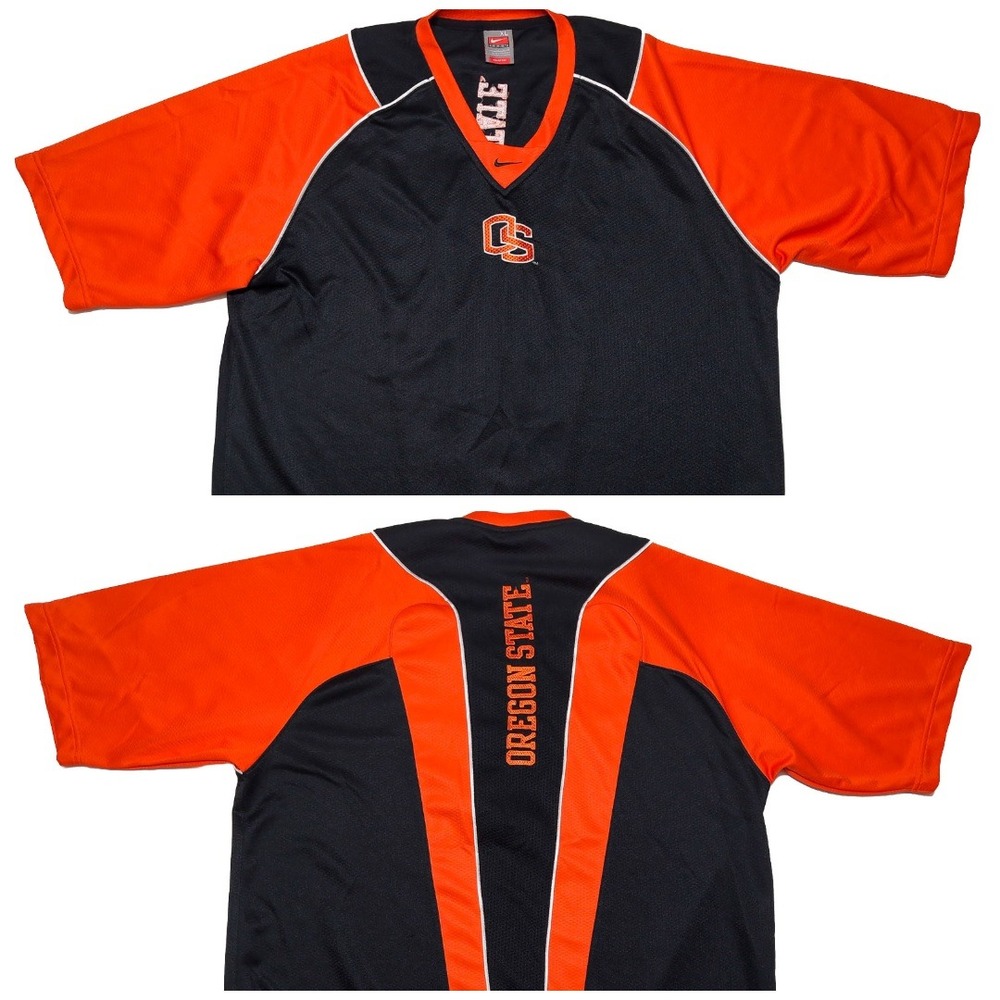 NIKE Oregon State Beavers Shooting Shirt Mens XL Black Orange Vintage Y2K